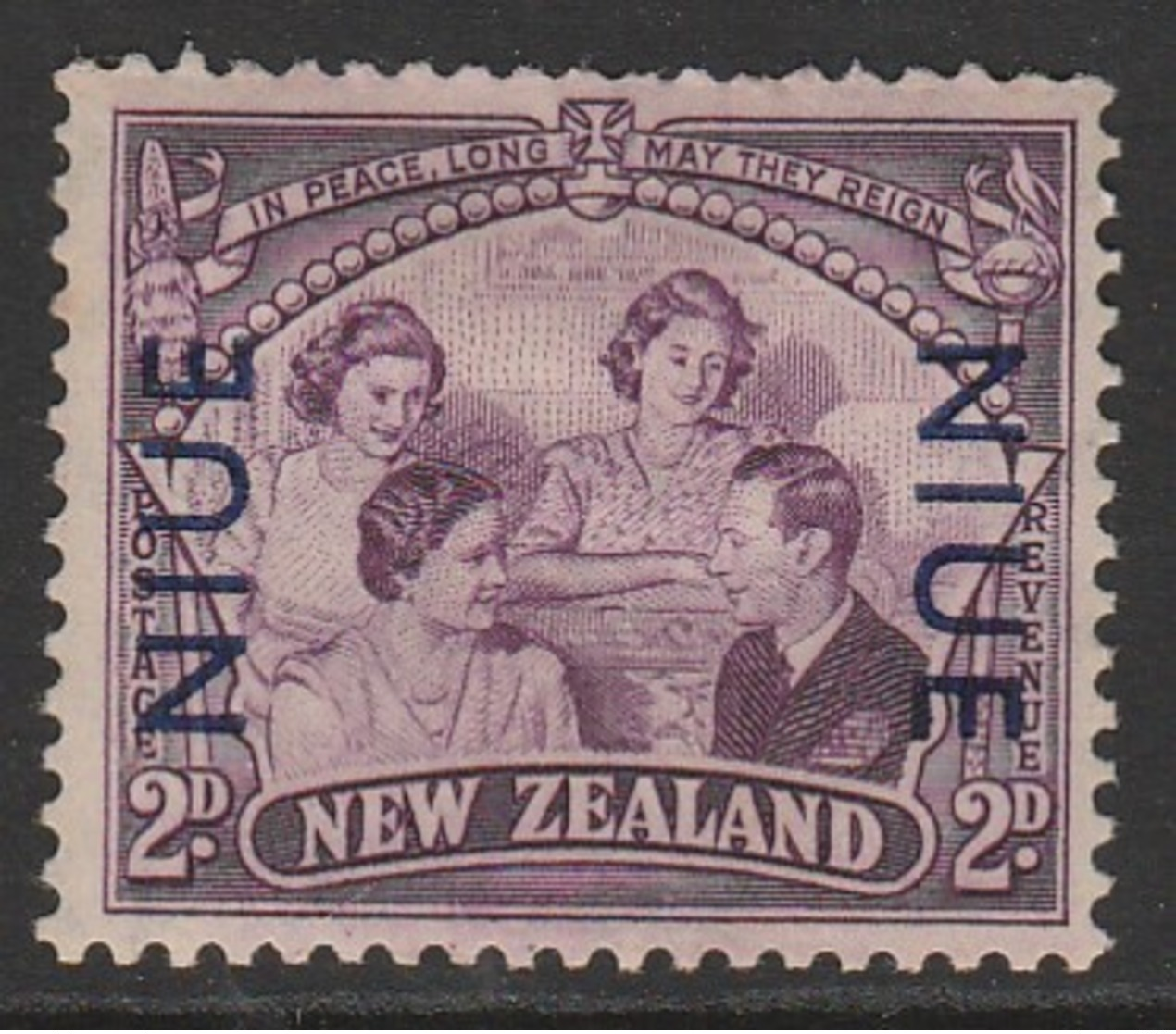 Niue 1946 Victorious End Of Second World War - New Zealand Postage Stamps Overprinted 2 P Purple SW 72 * MM - Niue