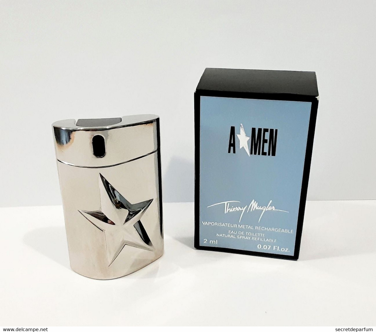 Miniatures De Parfum  A MEN   De THIERRY MUGLER Vaporisateur Métal Rechargeable   EDT  2 Ml  + Boite - Miniatures Hommes (avec Boite)