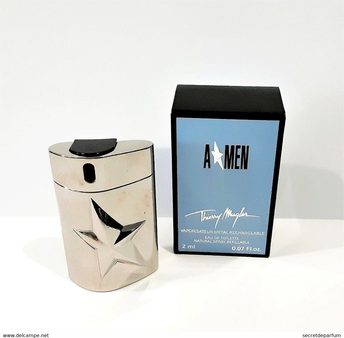 Miniatures De Parfum  A MEN   De THIERRY MUGLER Vaporisateur Métal Rechargeable   EDT  2 Ml  + Boite - Miniaturen Herrendüfte (mit Verpackung)