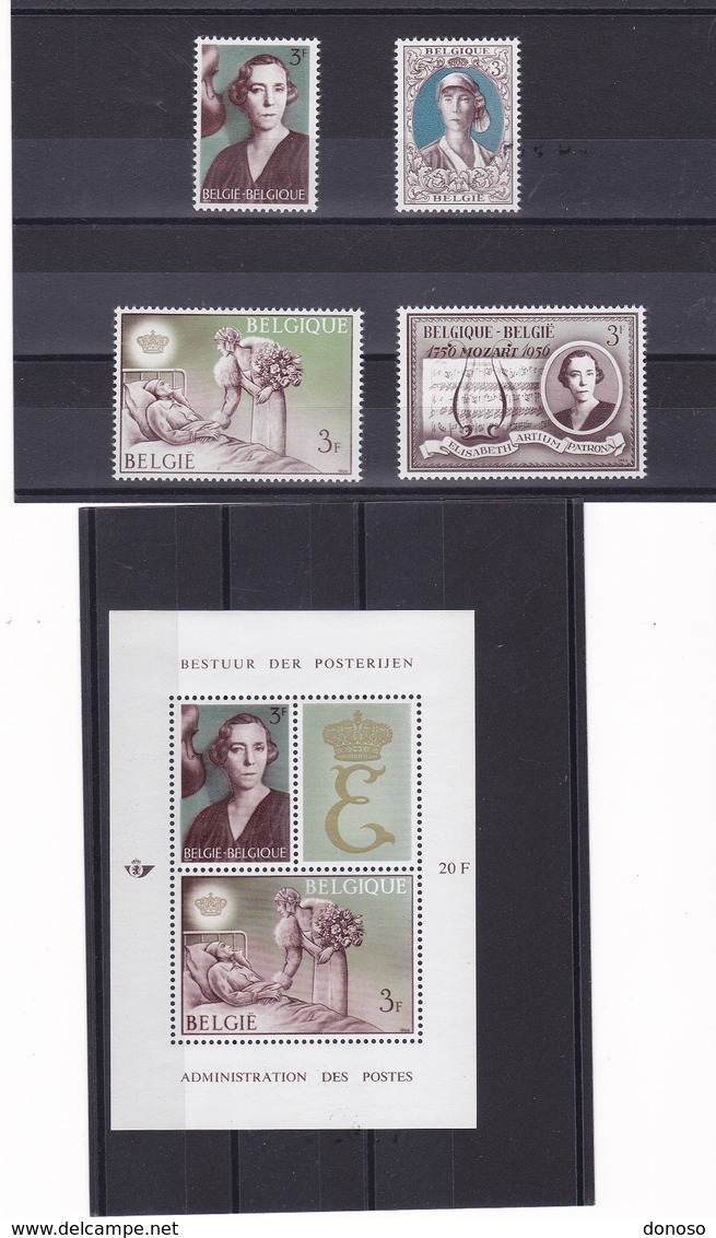 BELGIQUE 1966 REINE ELISABETH Yvert 1363-1366 + BF 40-41 NEUF** MNH - Neufs