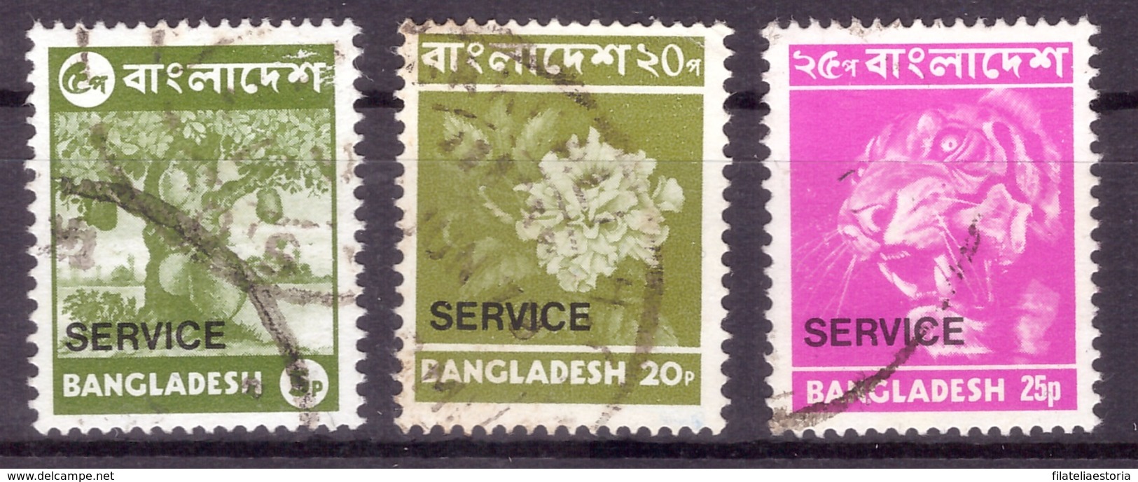 Bangladesh 1976 - Obliterè - Arbres - Fleurs - Félins - Timbres De Service Michel Nr. 12 14-15 (ban026) - Bangladesh