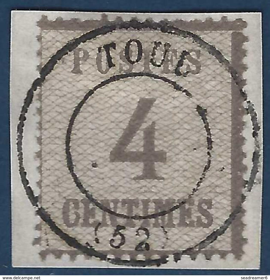 FRANCE Fragment Alsace Lorraine N°3b 4c Gris Lilas Burelage Renversé Obl Française Toul Centre évidé RRR - Altri & Non Classificati