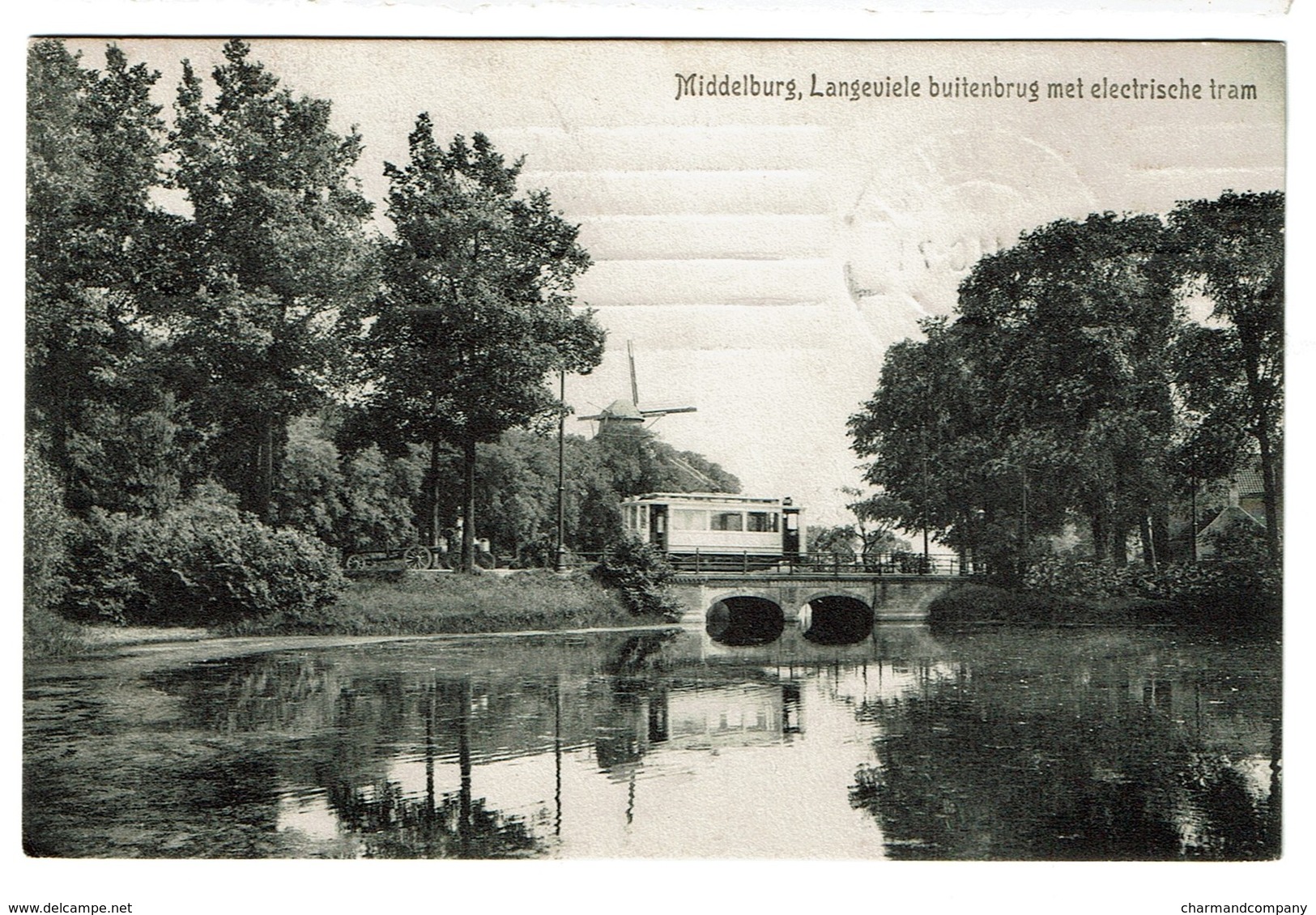 Middelburg - Langeviele Buitenbrug Met Electrische Tram - Molen - Circ. En 1911 - Tramway - Uitg. F.B. Den Boer - 2 Scan - Middelburg