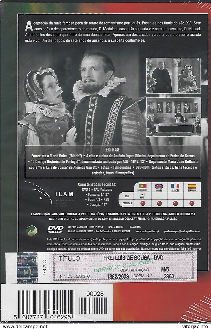 Portuguese Movie With Legends - Frei Luis De Sousa - DVD - Lovestorys