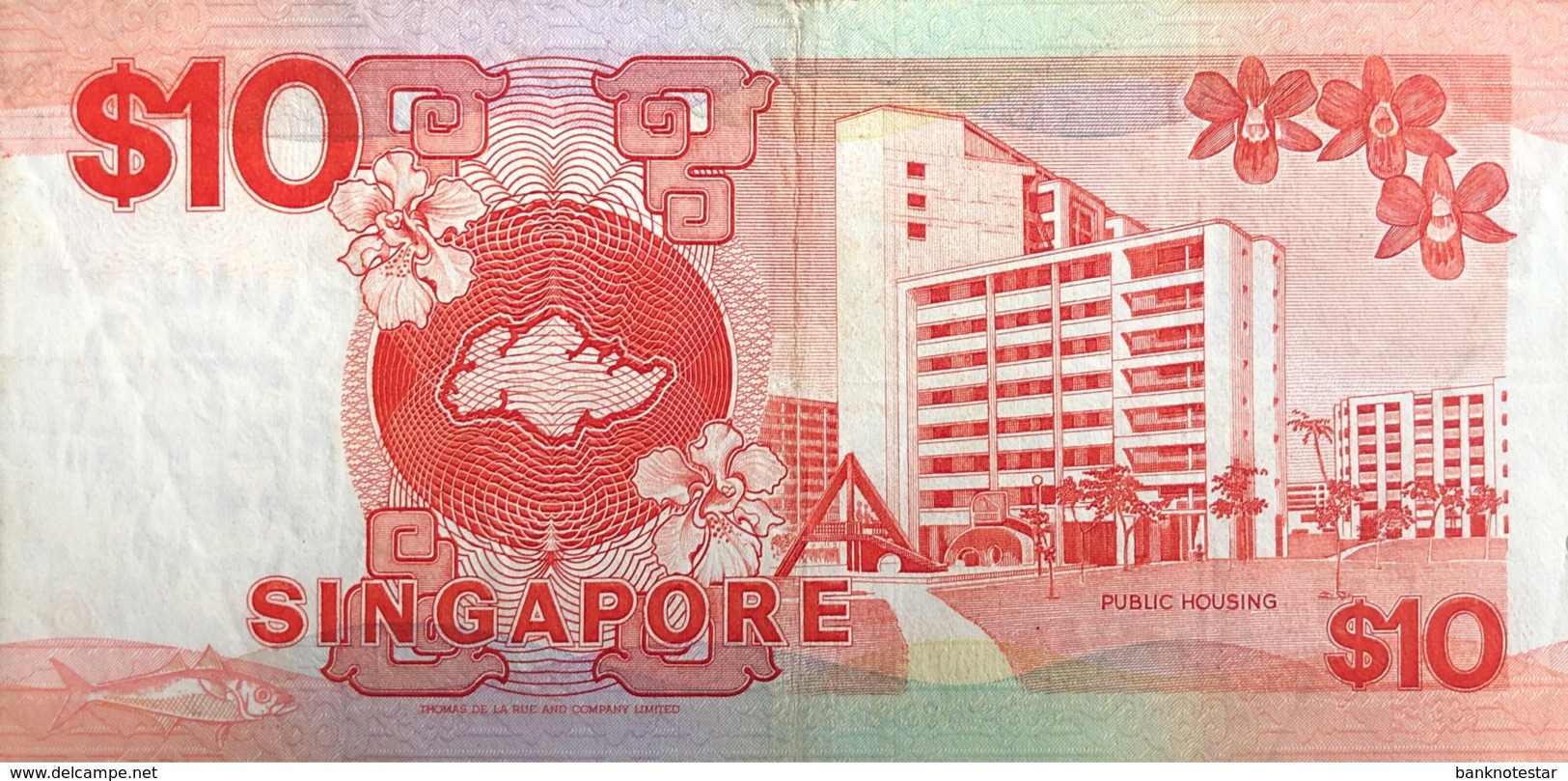 Singapore 10 Dollars, P-20 (1988) - Very Fine - Singapur