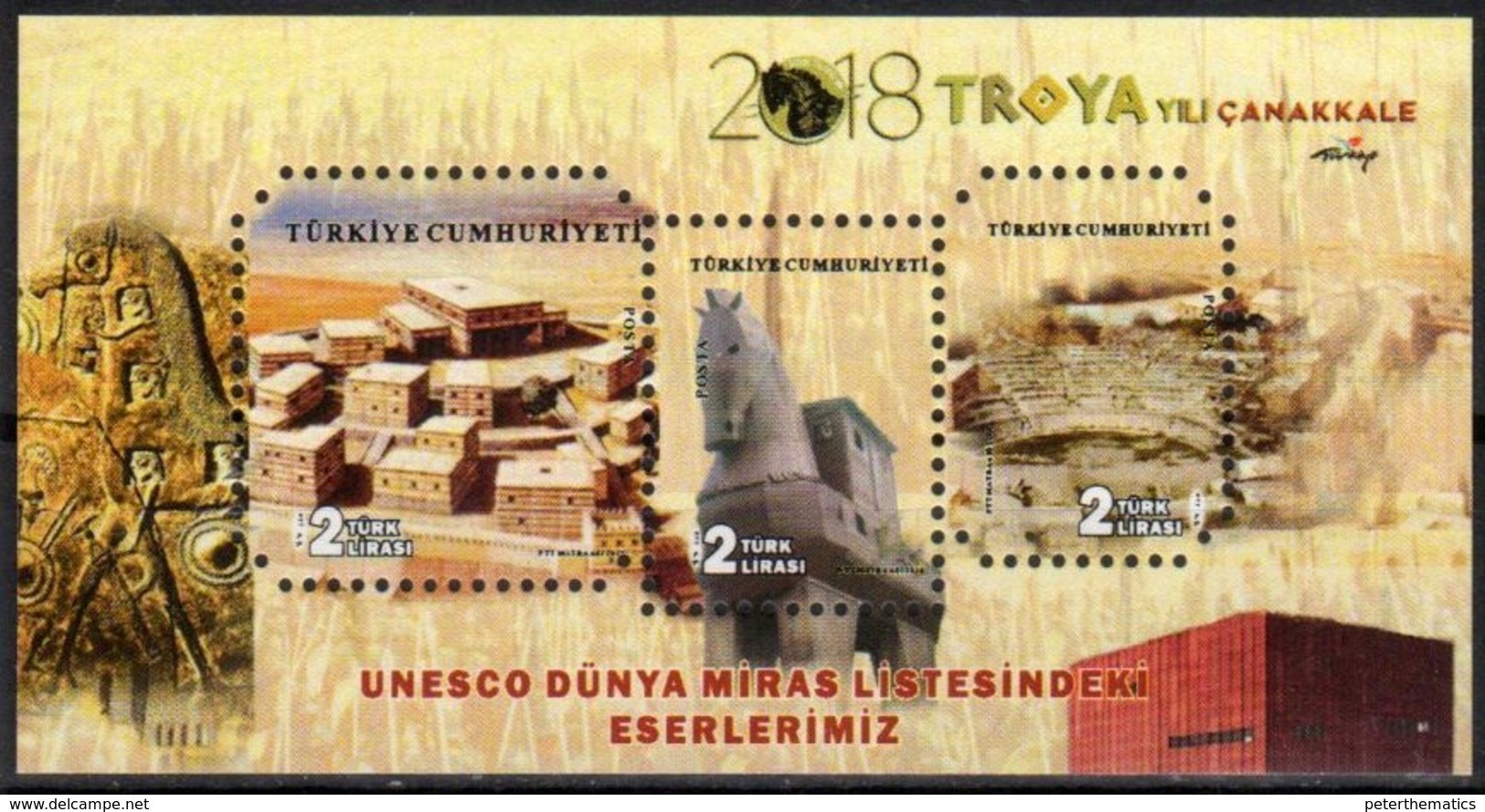 TURKEY, 2018, MNH, UNESCO HERITAGE SITES, TROY, TROJAN HORSE, S/SHEET - Other & Unclassified