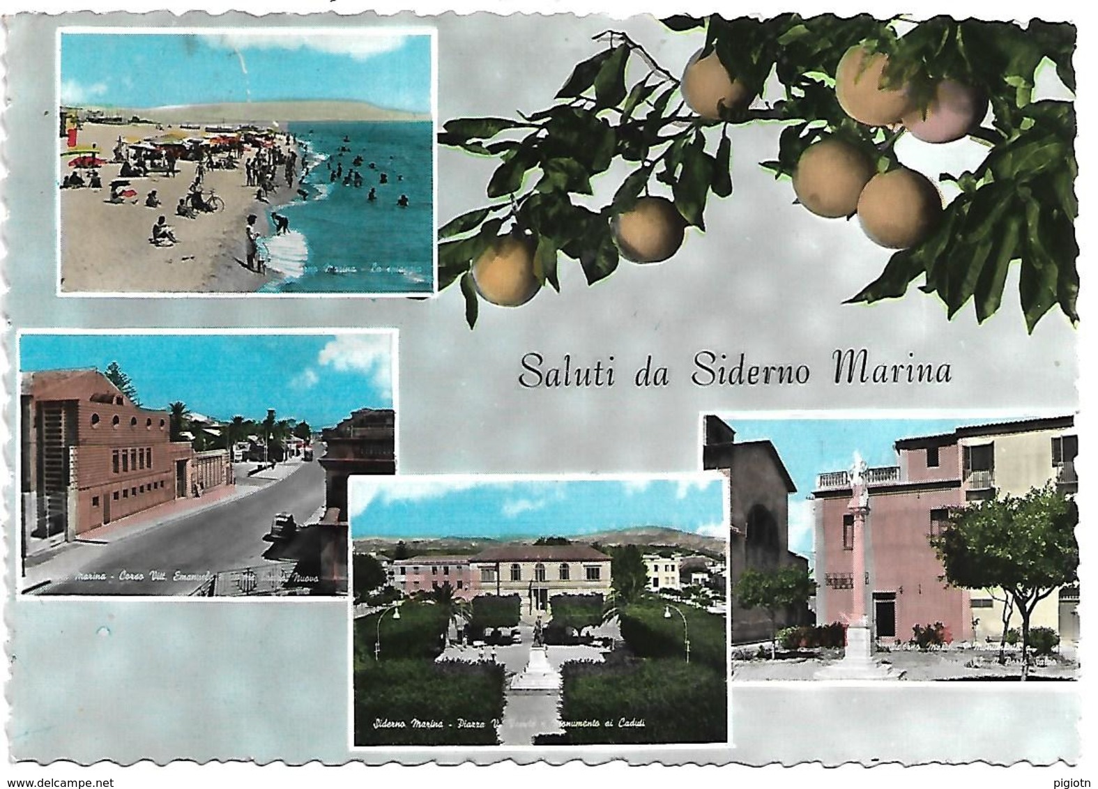 RC034 - SALUTI DA SIDERNO MARINA (REGGIO CALABRIA) VEDUTINE- F.G. - VIAGGIATA 1961 - Reggio Calabria