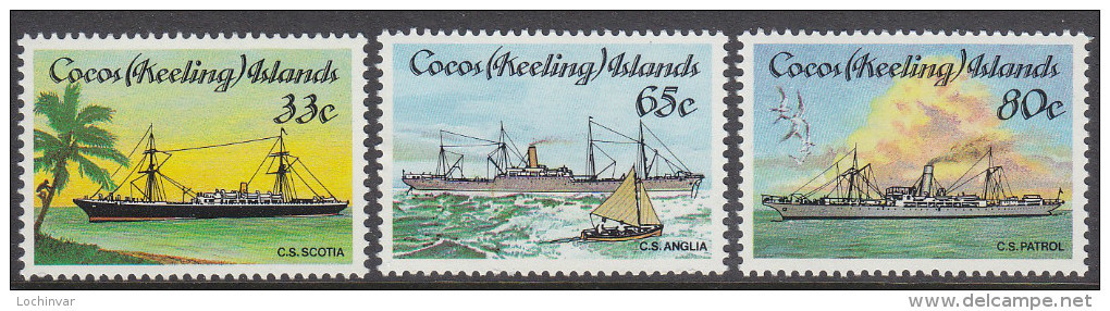 COCOS Is, 1985 CABLE SHIPS 3 MNH - Cocos (Keeling) Islands