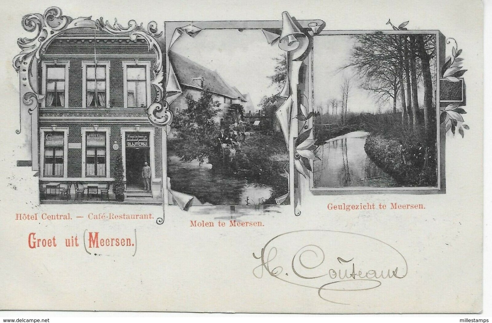 1 Ansichtkaart 1902 - Groet Uit Meersen Hotel Central - Molen - Geulgezicht Te Meers(s)en - Maastricht