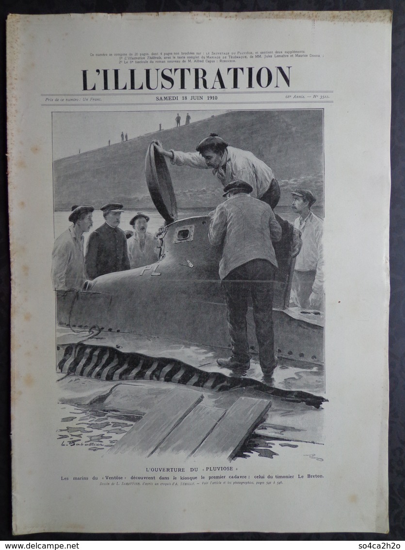 L'illustration N° 3512 Du 18 Juin 1910 L'ouverture Du "Pluviose"; La Pacification De La Mauritanie; - L'Illustration