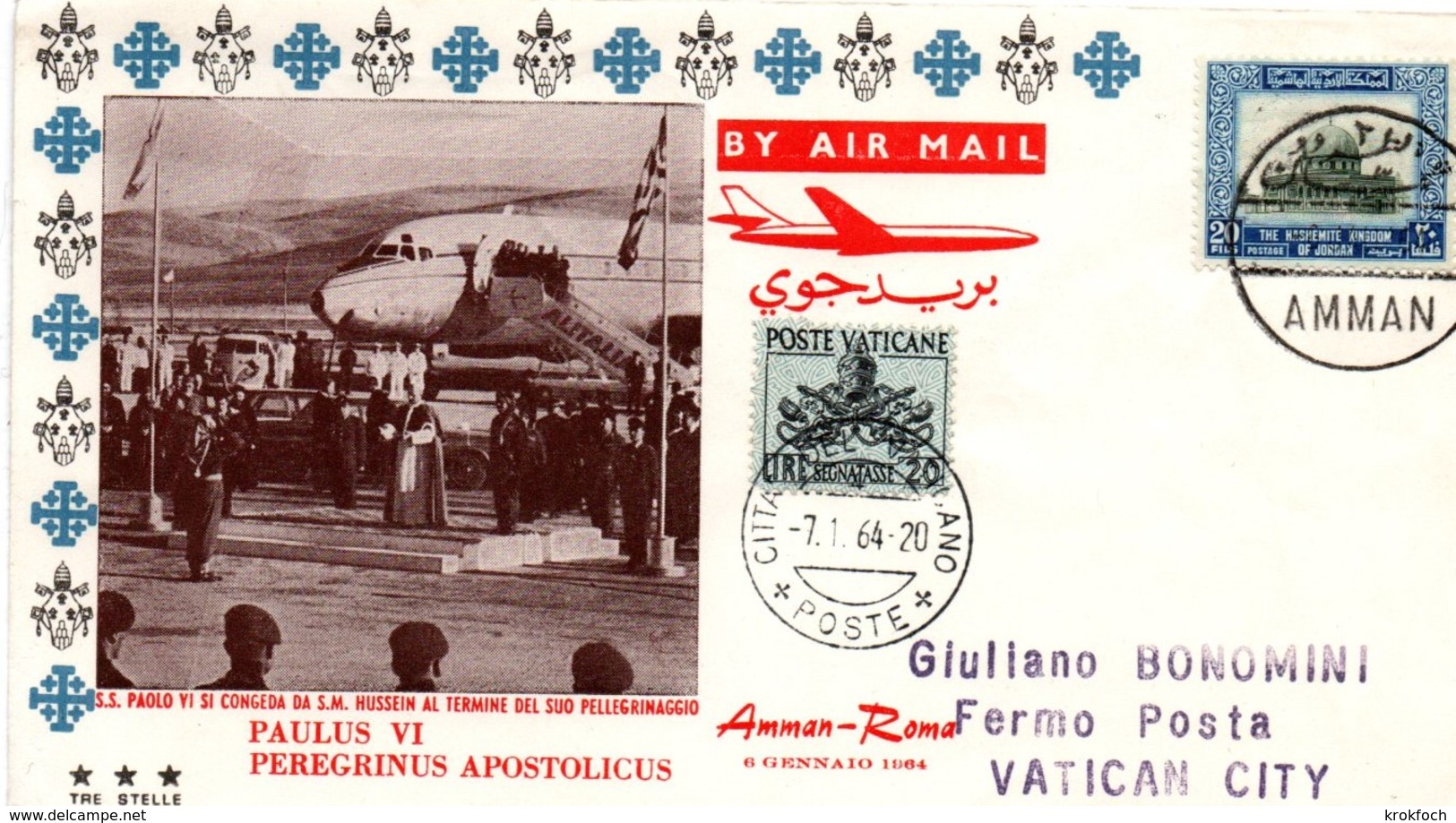 Vaticano Amman Jordan Jordanie 1964 Roma - Voyage Pape Paul VI Paulus Paolo - Lettres & Documents