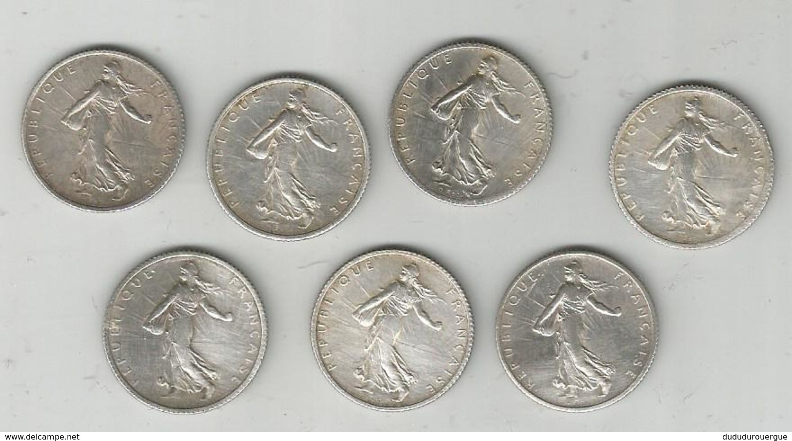 1 LOT DE 7  PIECES 1 FRANCS ARGENT DEBUT XX° - Autres & Non Classés