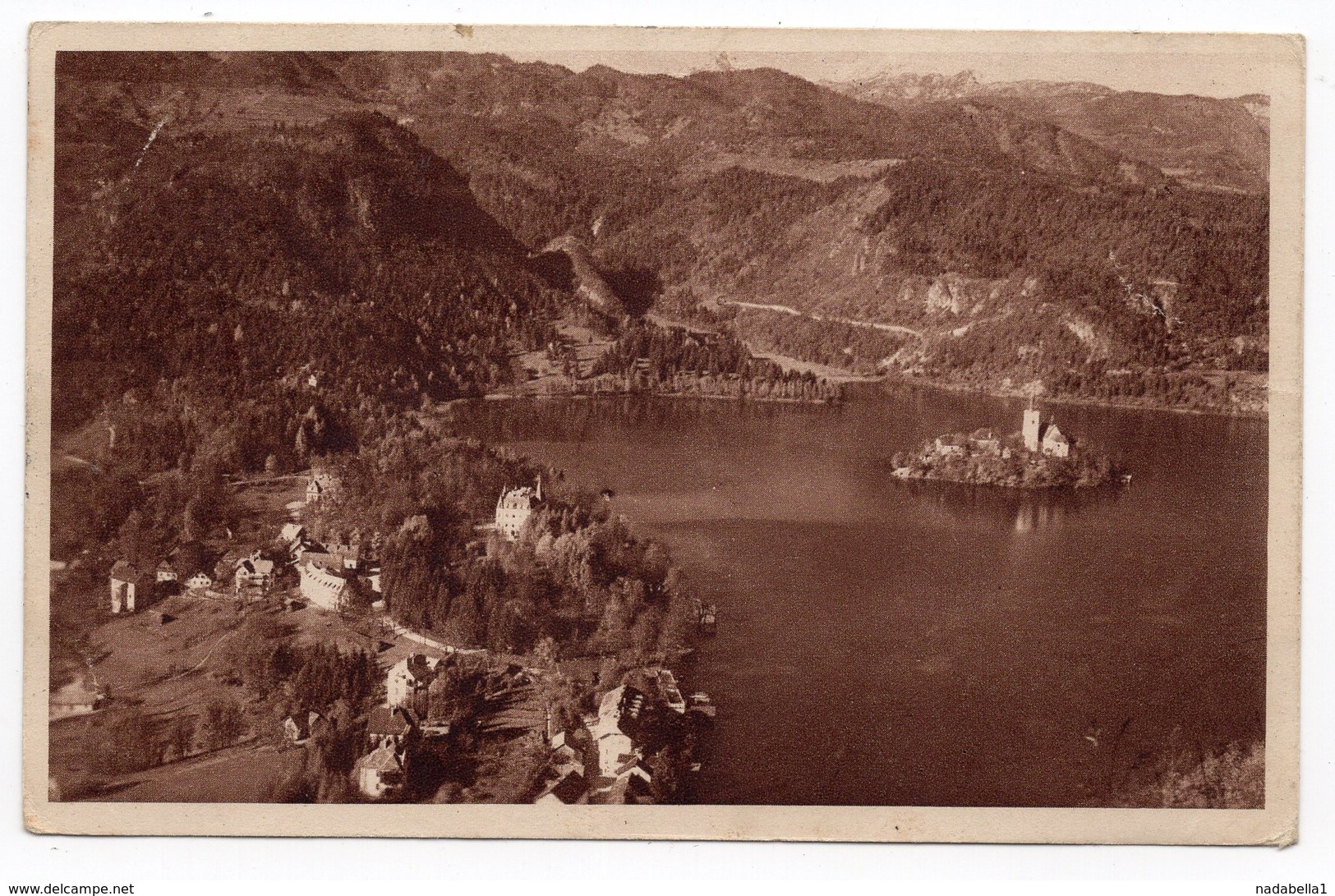 1928 YUGOSLAVIA, SLOVENIA, BLED, LAKE WITH ISLAND, TPO 72 BOH. BISTRICA- LJUBLJANA - Yugoslavia