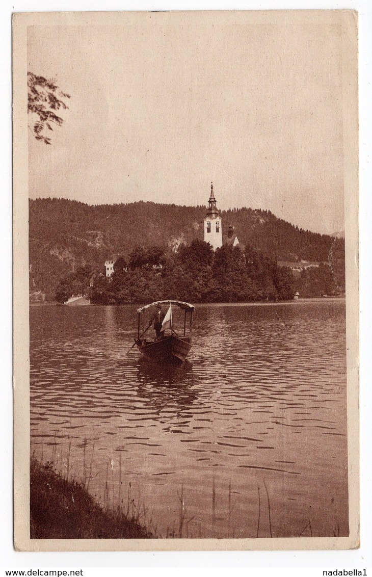 1930 YUGOSLAVIA, SLOVENIA, BLED, ISLAND VIEW FROM 'SUVOBOR', TPO MARIBOR-BEOGRAD NO12, BOAT - Yugoslavia