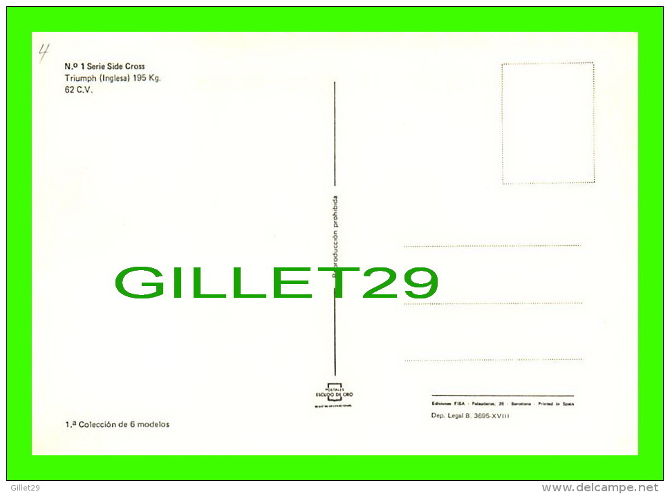 SPORTS MOTO - BERNARD BRODU, FRANCIA - SERIE SIDE CROSS No 1 -TRIUMPH 195 KG, 62 C.V. - - Motorcycle Sport
