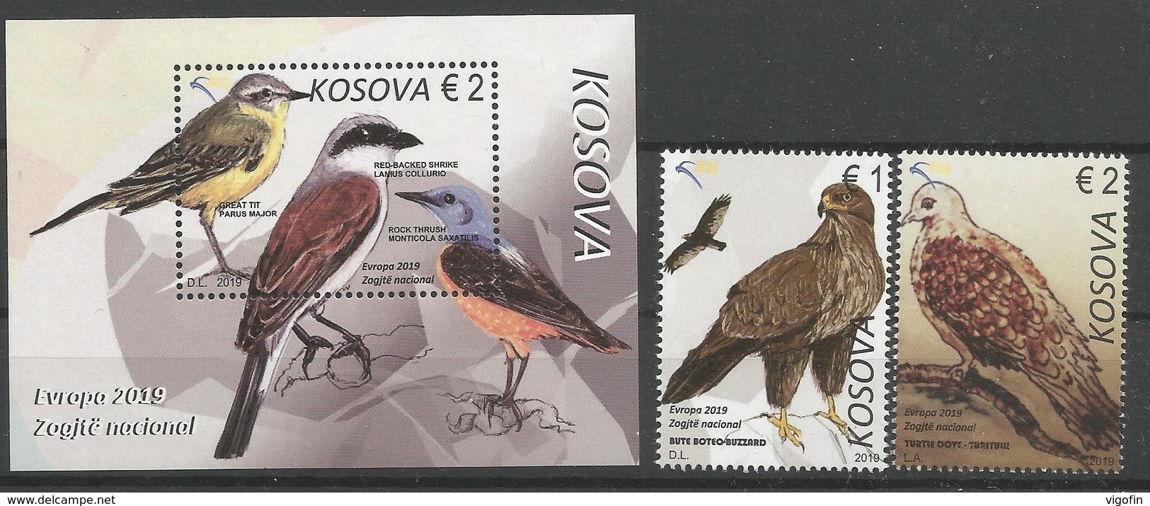 KOS 2019-05 EUROPA CEPT, KOSOVO, 1 X 2v + S/S, MNH - 2019