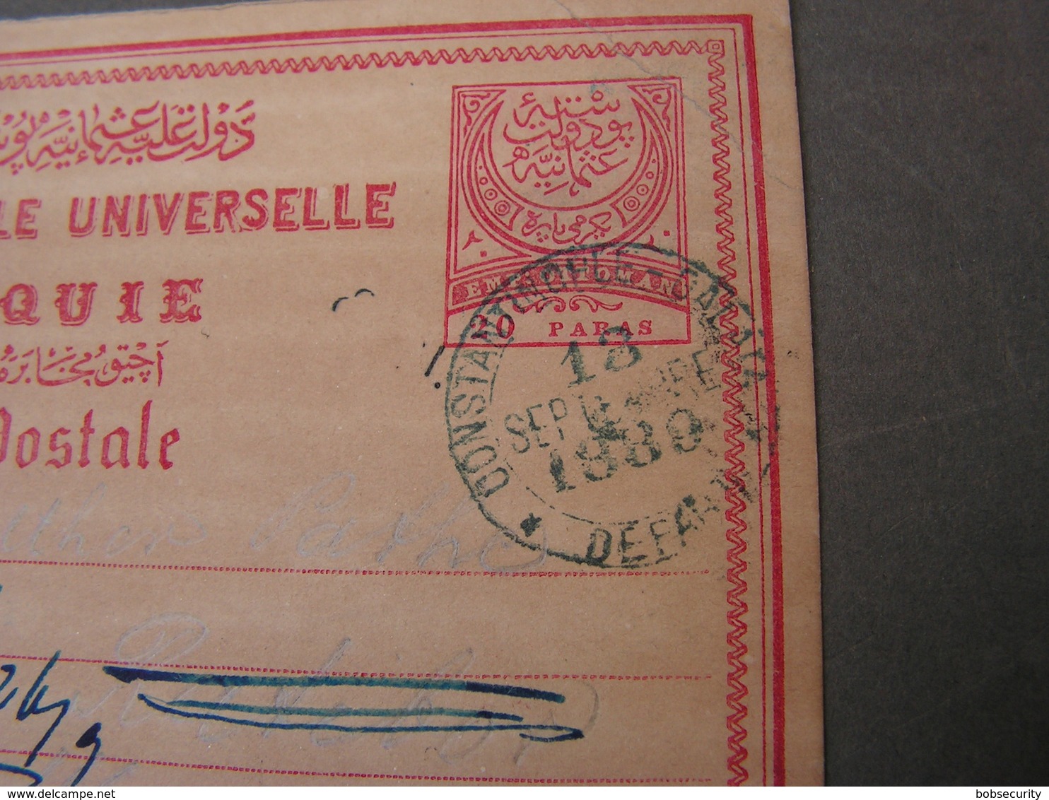 Türkei Alte Karte 1889 Blau Cds .nach Pless - Postal Stationery