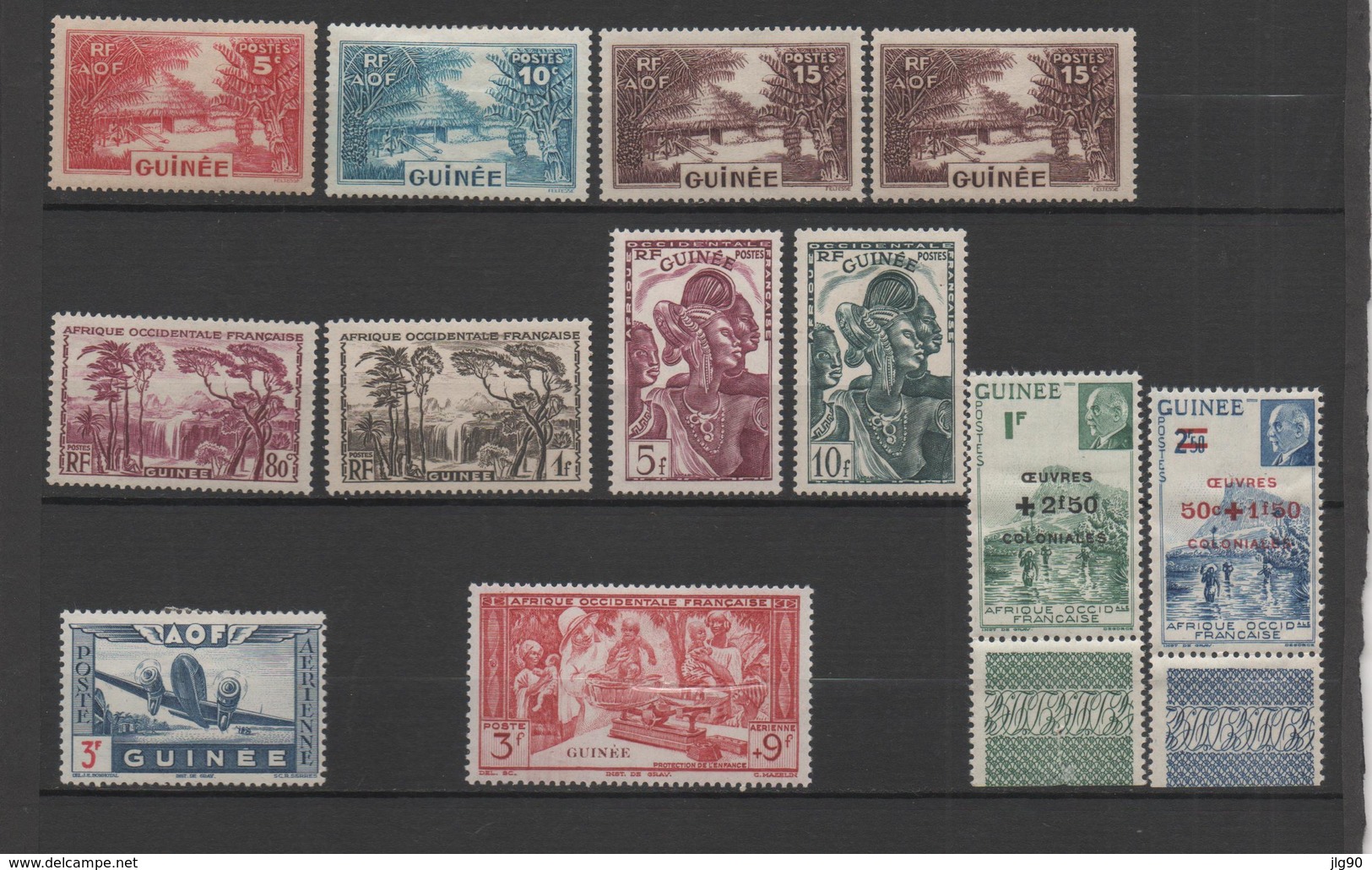 Guinée 12 Timbres Neufs 1938-44 (dont 6 Sur Charnière) - Nuevos