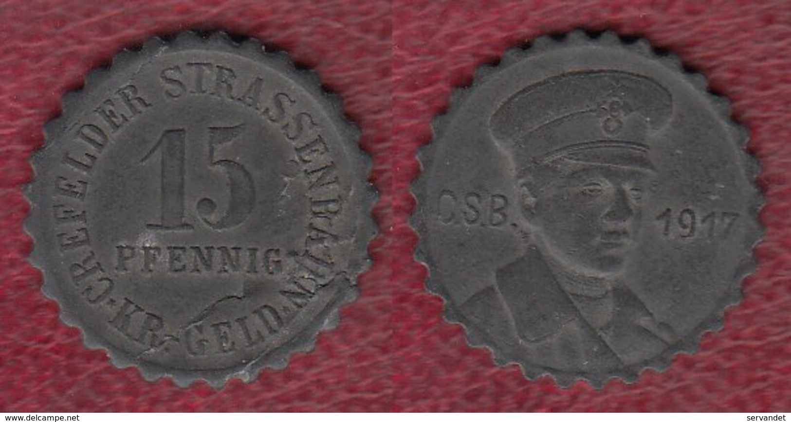 Crefelder Strassenbahn - Kr Geld - 15 Pfennig - 1917 - Sonstige & Ohne Zuordnung