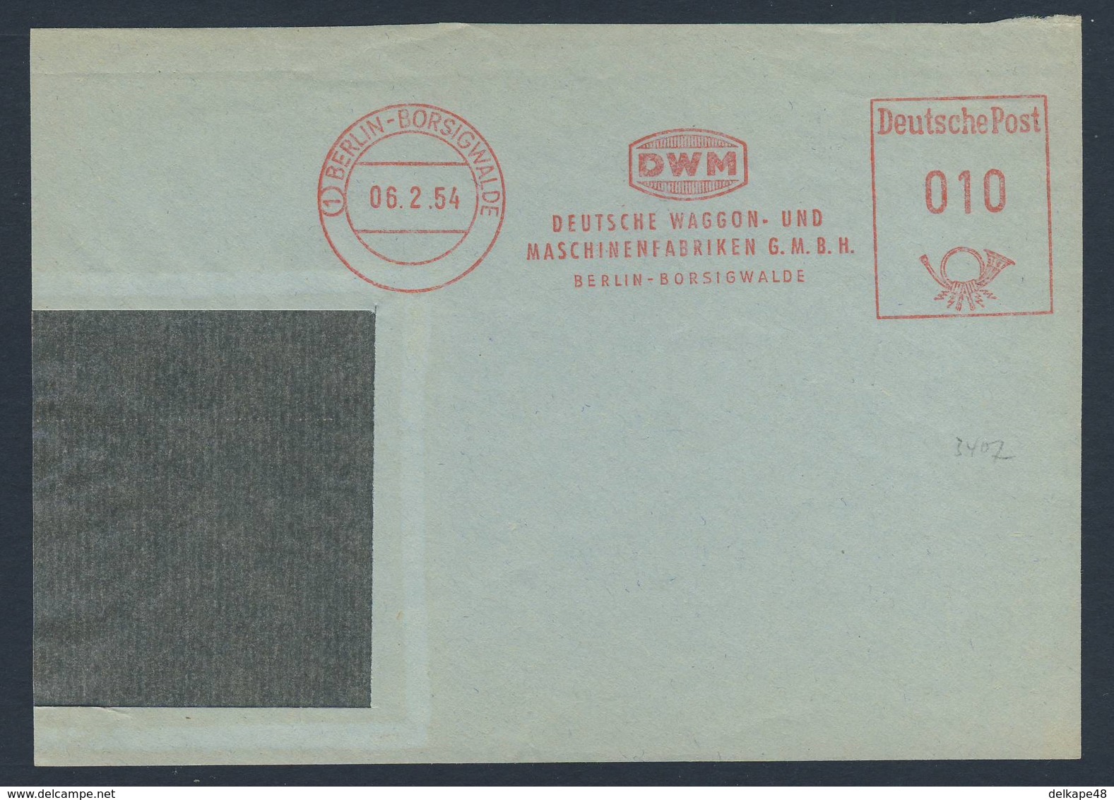 Deutschland Germany 1954 Adressband - DWM - Deutsche Waggon- Und Maschinenfabrik GMBH, Berlin-Borsigwalde - Treinen
