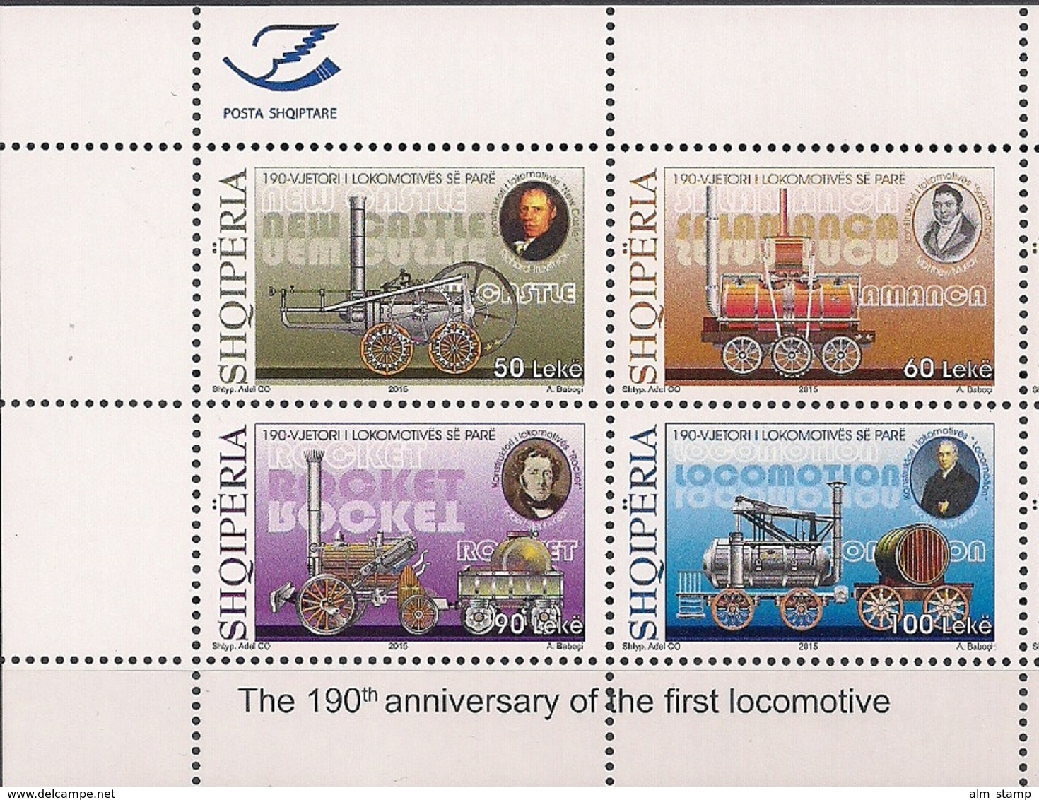 2015 Albanien Shqiperia  Mi. 3491-4 **MNH   190 Jahre Eisenbahn - Albanie