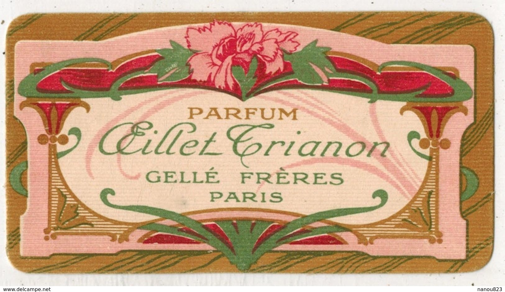 Carte Parfumée Publicitaire Chromo Parfum Oeillet Trianon GELLE Frères Paris - Anciennes (jusque 1960)