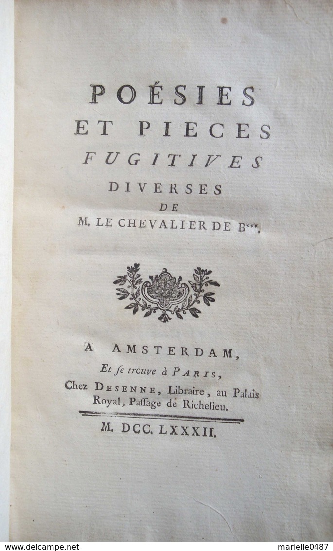 [Chévalier De Boufler]- Poésies Et Pièces Fugitives Diverses - 1701-1800