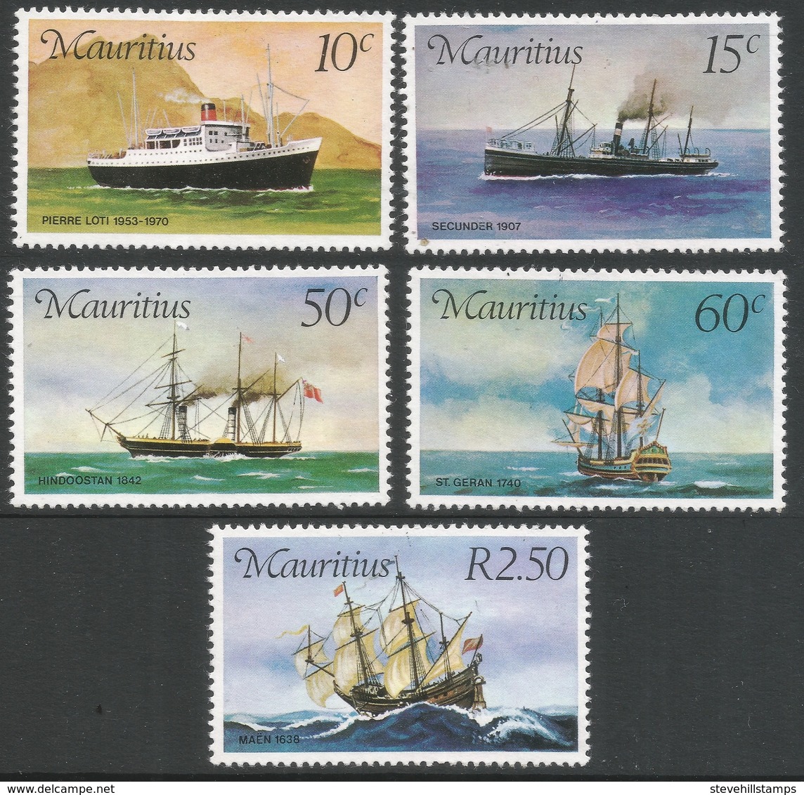 Mauritius. 1976 Mail Carriers To Mauritius. Ships. MH Complete Set. SG 501-505 - Mauritius (1968-...)