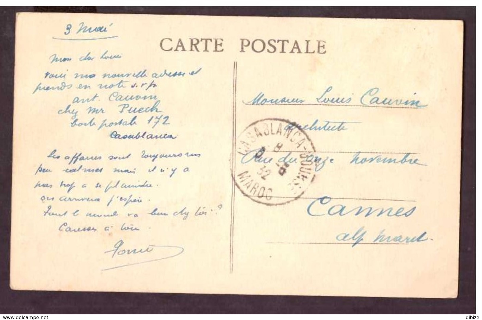 CPSM. Maroc. Casablanca. La Place Et Le Phare D'El Hanke. Circulé. Cachet 1932. Etat Moyen. - Faros