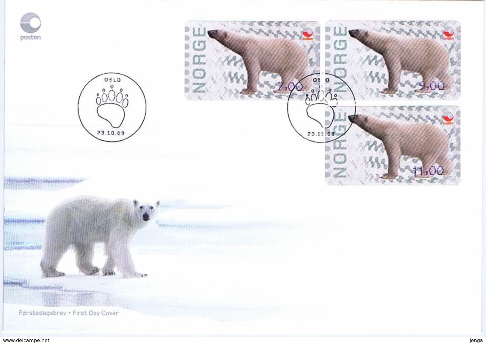 Norway  2008;  Polar Bear On FDC. - Timbres De Distributeurs [ATM]