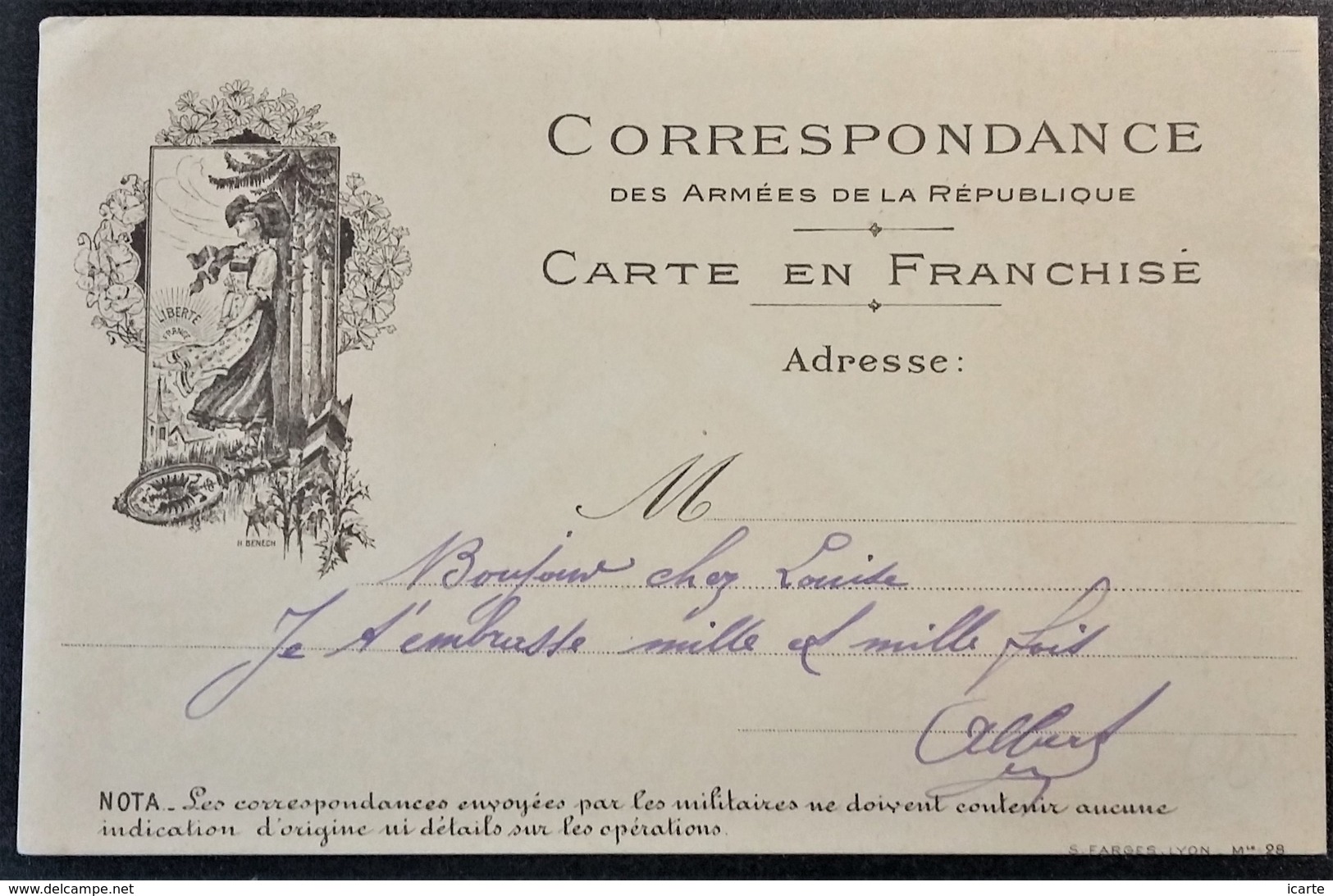 Carte De Franchise Militaire Illustrée ALSACIENNE En TRACHT Et VILLAGE - Lettres & Documents