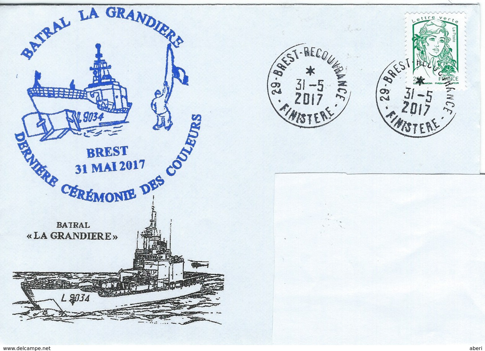 13026  BATRAL LA GRANDIÈRE  - DERNIÈRE CÉRÉMONIE Des COULEURS - 31/5/2017 - Poste Navale