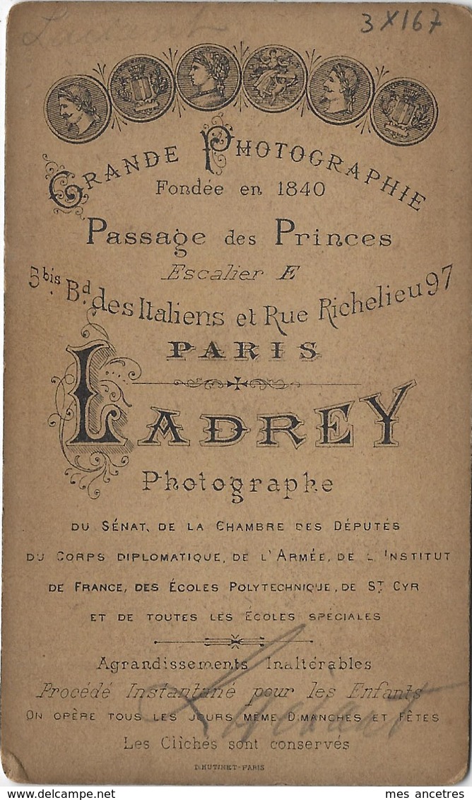 CDV Repeint -  Portrait Identifié  De Monsieur LACHART-photo Ladrey à Paris - Anciennes (Av. 1900)