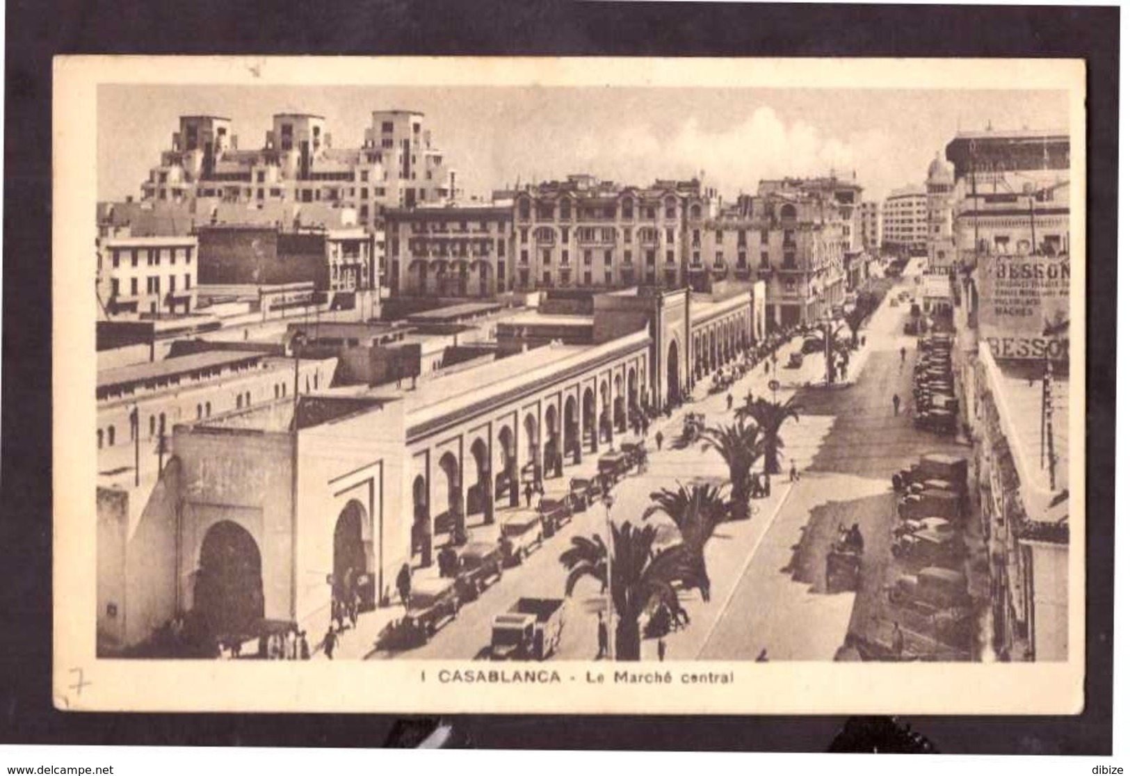 CPSM. Maroc. Casablanca. Le Marché Central. Voitures Anciennes. Palmiers. Animation. Circulé. Cachet. Timbre. - Mercados