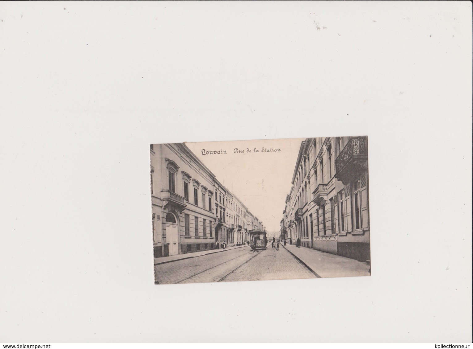 LEUVEN - LOUVAIN - LE VIEUX TRAM RUE DE LA STATION - 1919 - Recto-verso - Leuven