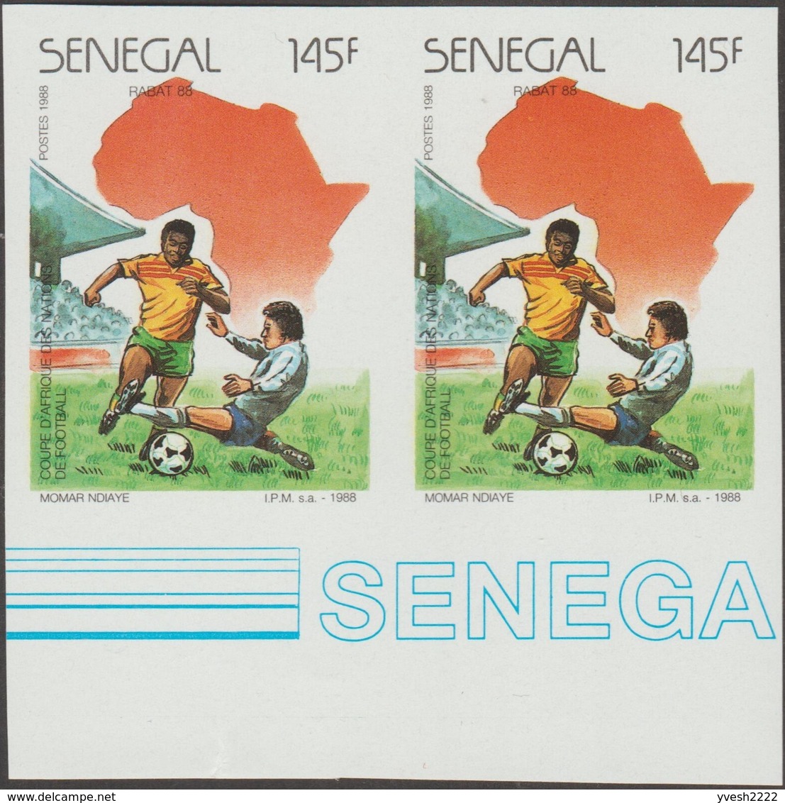 Sénégal 1988 Y&T 758 à 761. Coupe D'Afrique Des Nations De Football à Rabat. Non Dentelés, En Paires - Africa Cup Of Nations