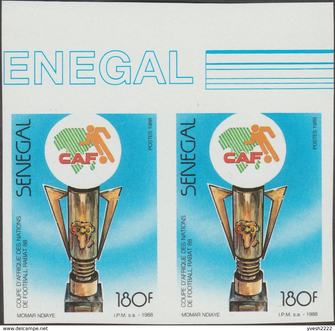 Sénégal 1988 Y&T 758 à 761. Coupe D'Afrique Des Nations De Football à Rabat. Non Dentelés, En Paires - Fußball-Afrikameisterschaft