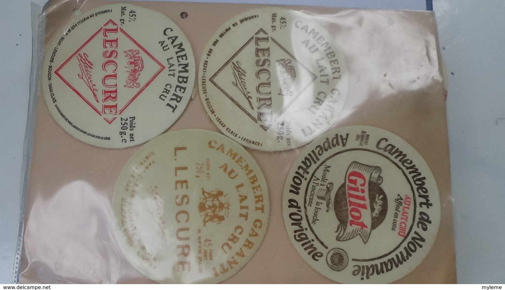 Grosse collection de couvercles et étiquettes (62 dans ce classeur) de fromages Français.1/10 Voir commentaires !!!