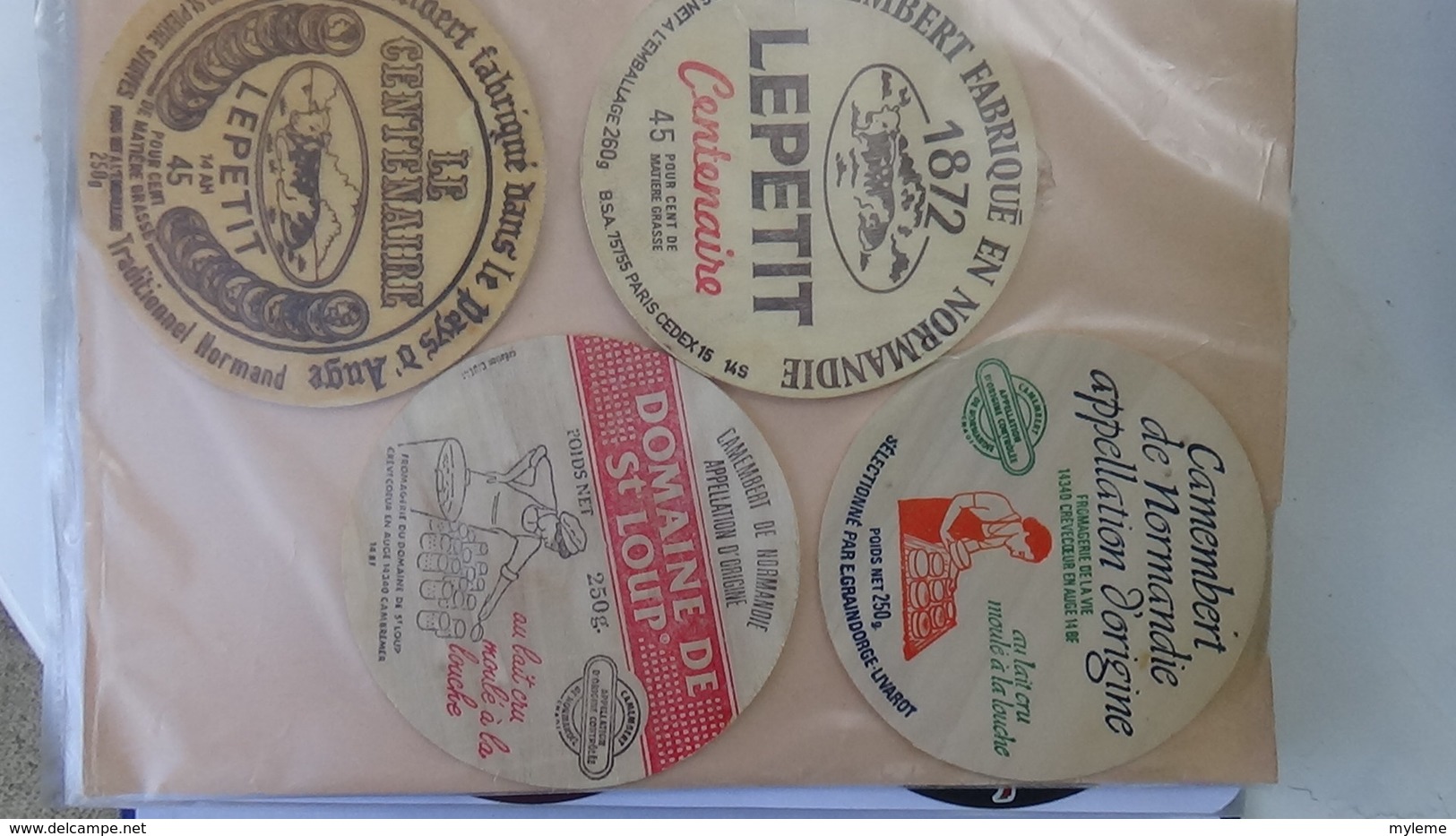 Grosse collection de couvercles et étiquettes (123 dans ce classeur) de fromages Français.3/10 Voir commentaires !!!