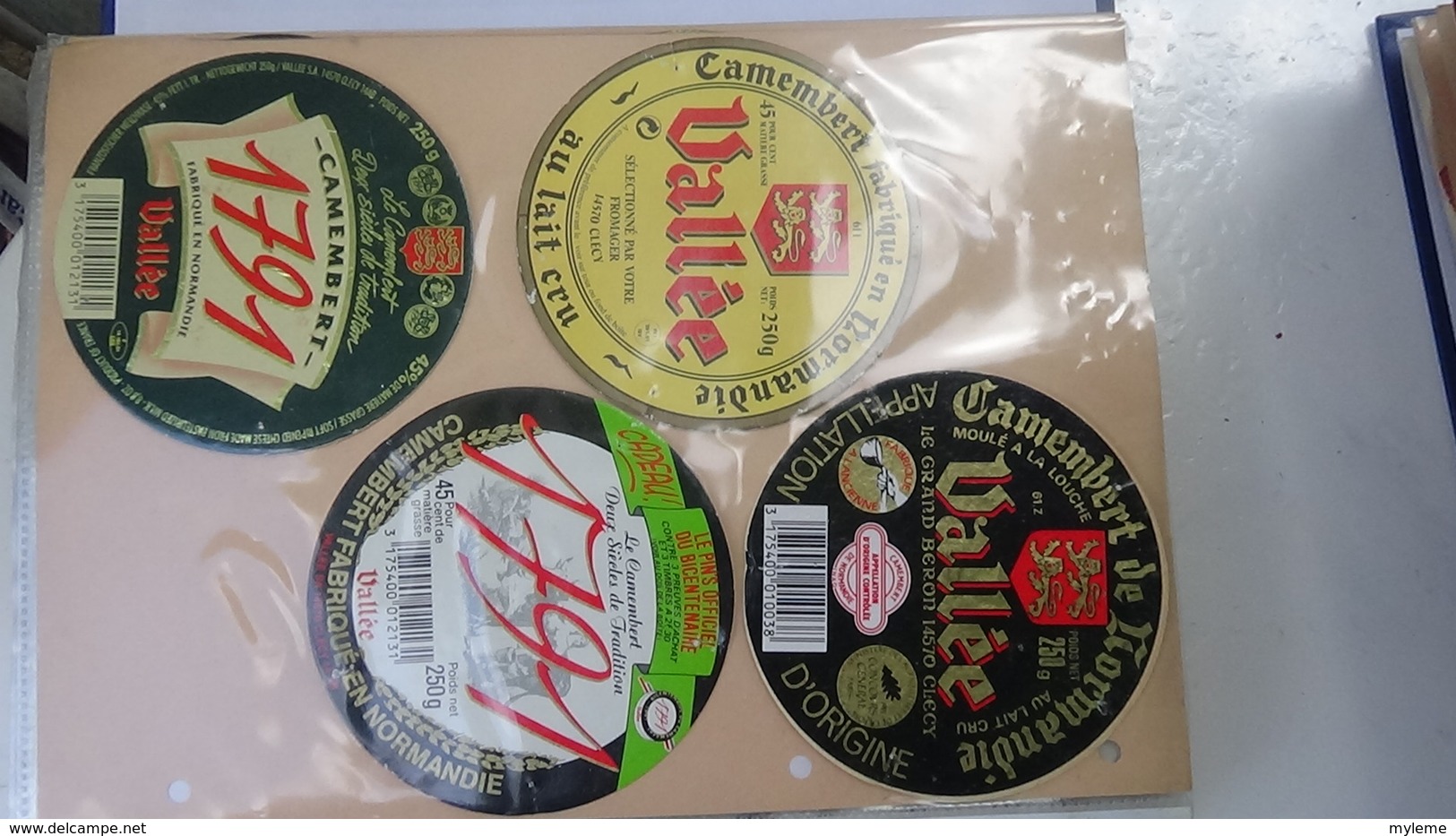 Grosse collection de couvercles et étiquettes (123 dans ce classeur) de fromages Français.3/10 Voir commentaires !!!