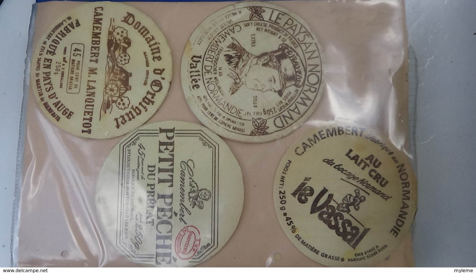 Grosse collection de couvercles et étiquettes (77 dans ce classeur) de fromages Français.4/10 Voir commentaires !!!