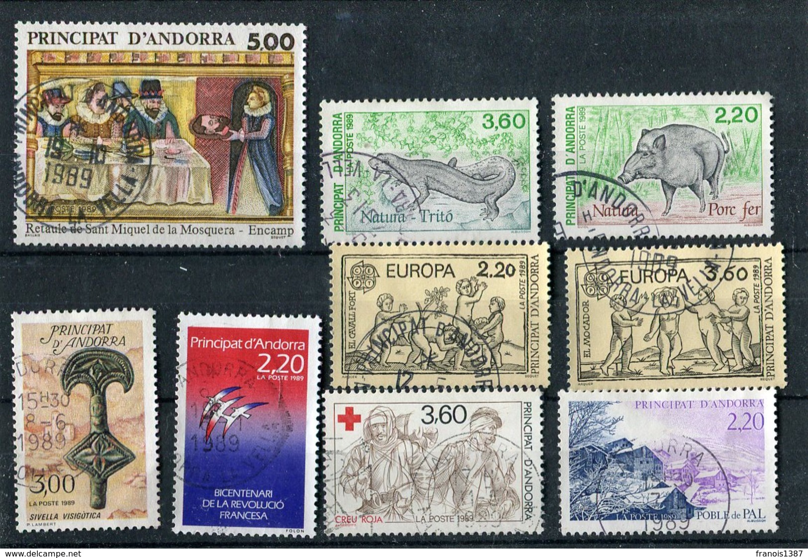 Lot 6 - 9 Timbres Oblitérés TB Année 1989 376/384 - Usados