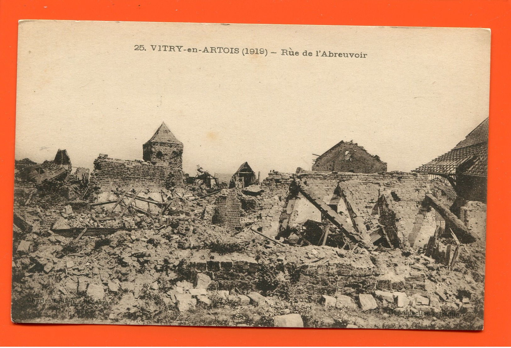 ET/195  VITRY EN ARTOIS RUE DE L ABREUVOIR 1919 // Guerre Bombardement - Vitry En Artois