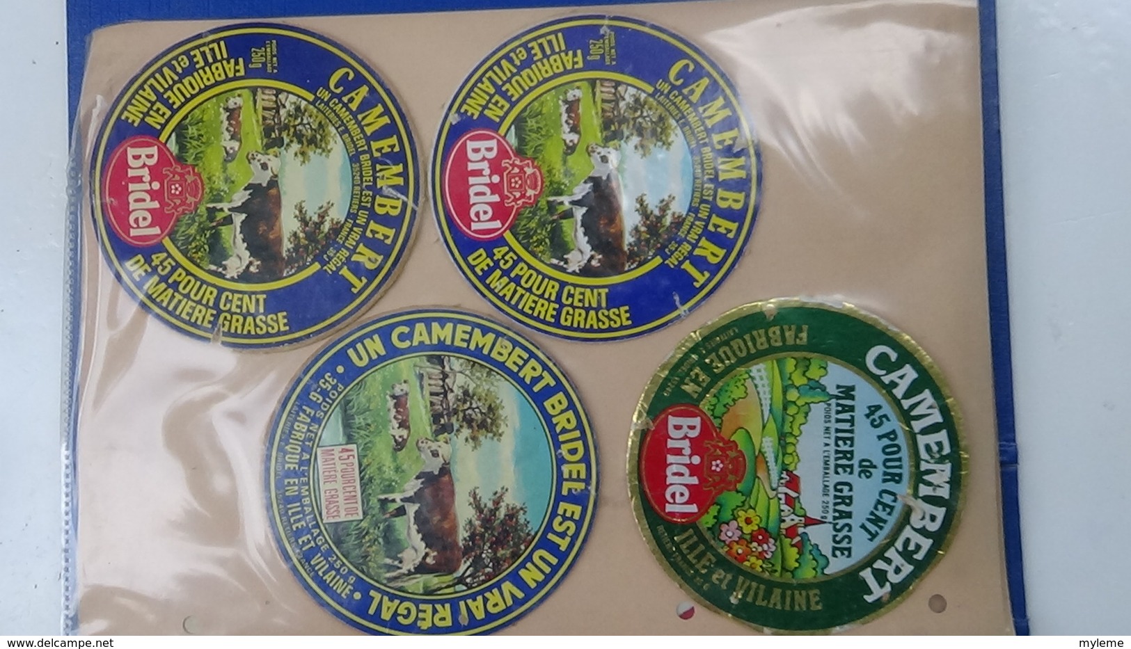 Grosse collection de couvercles et étiquettes (173 dans ce classeur) de fromages Français.6/10 Voir commentaires !!!