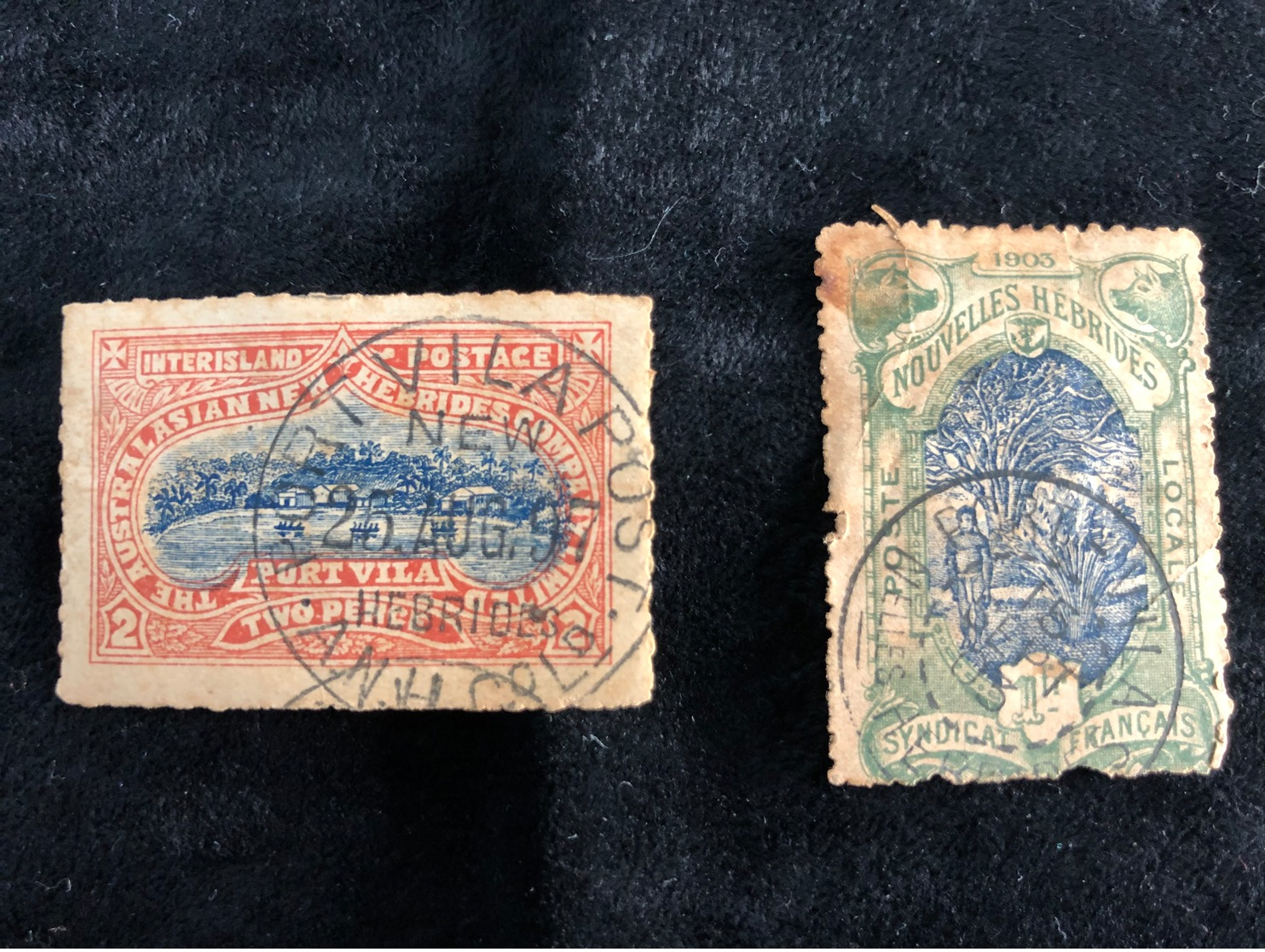 2 Timbres De L'AUSTRALASIAN NEW HEBRIDES COMPANY OBLITERES AVEC CHARNIERES RARES - Timbres-taxe