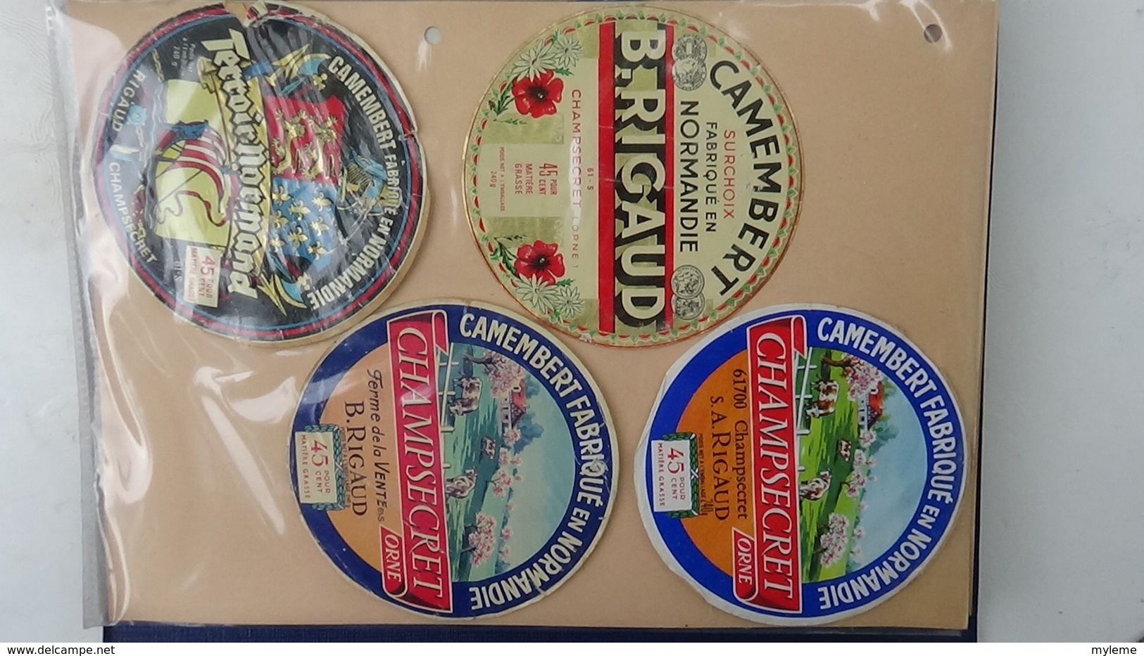 Grosse collection de couvercles et étiquettes (177 dans ce classeur) de fromages Français.9/10 Voir commentaires !!!