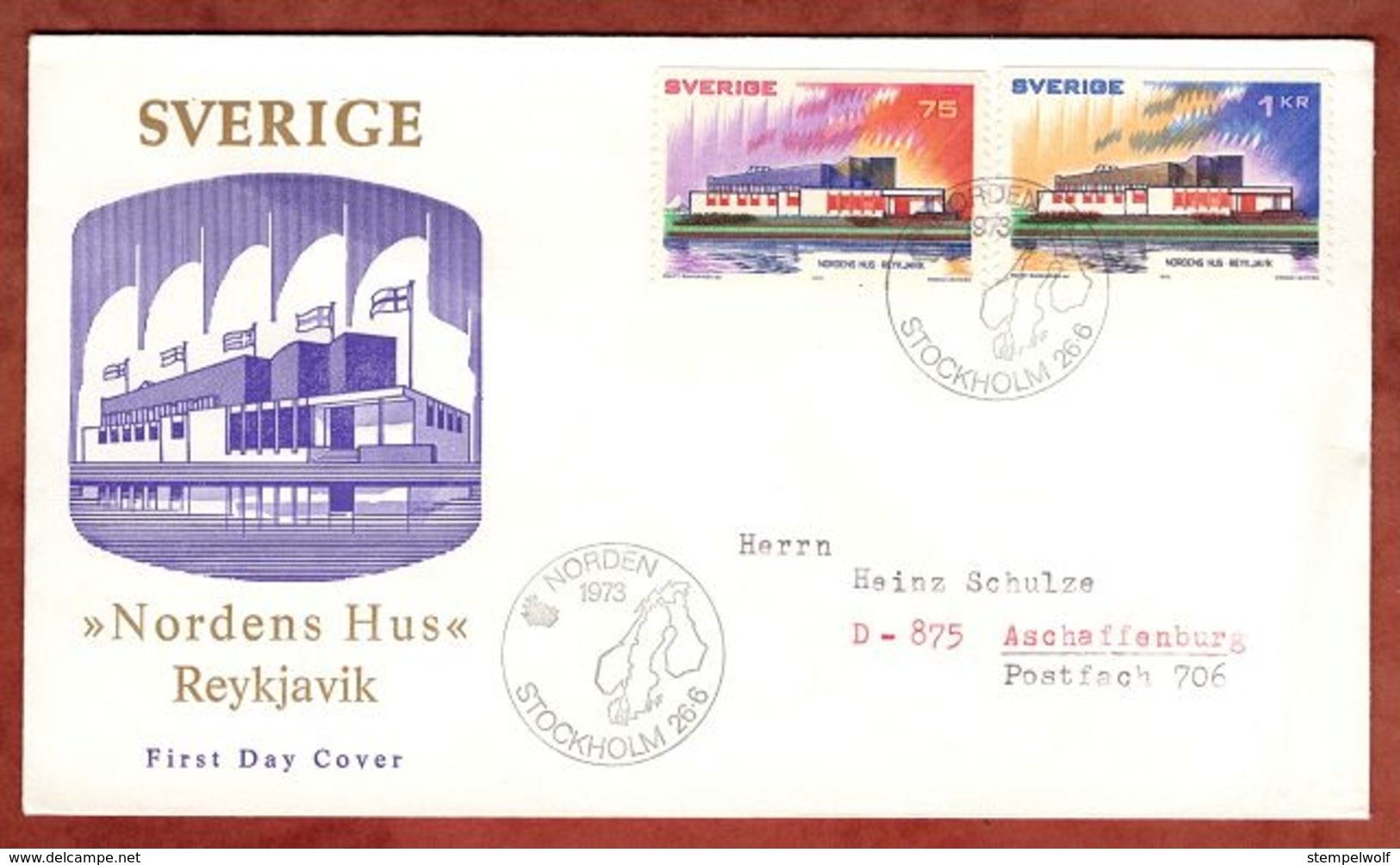 FDC, Norden, Stockholm Nach Aschaffenburg 1973 (74269) - FDC