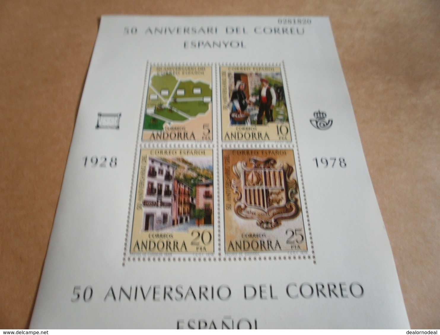 Miniature Sheet Andorra 50th Anniversary Of Postal Service 1978 - Ungebraucht