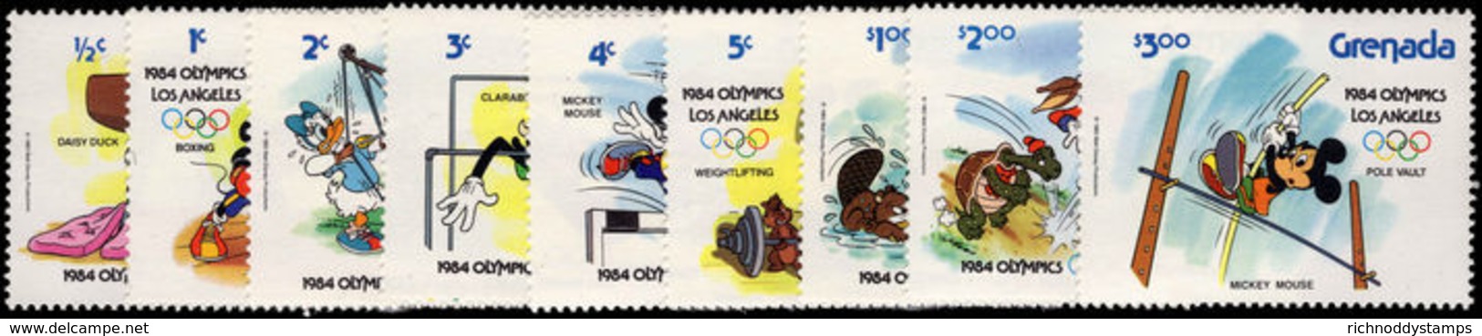 Grenada 1984 Olympics, Disney Characters, Type B Unmounted Mint. - Grenada (1974-...)