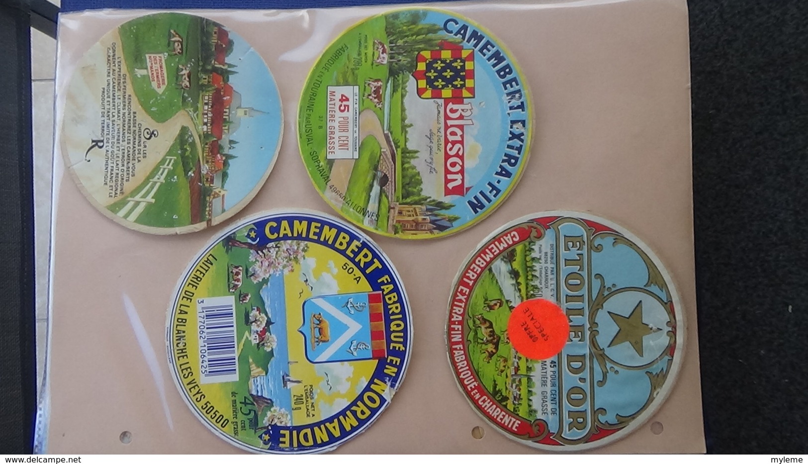 Grosse collection de couvercles et étiquettes (168 dans ce classeur) de fromages Français. 5/10 Voir commentaires !!!